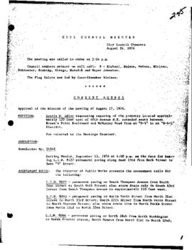 City Council Meeting Minutes, August 24, 1976