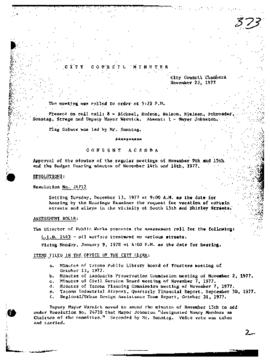 City Council Meeting Minutes, November 22, 1977