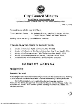 City Council Meeting Minutes, June 28, 2005