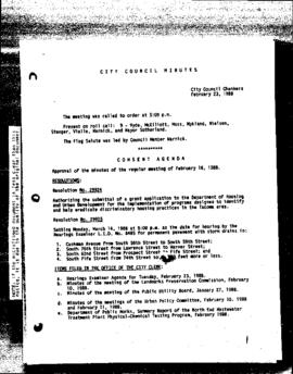 City Council Meeting Minutes, February 23, 1988