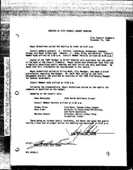 City Council Meeting Minutes, November 14, 1984