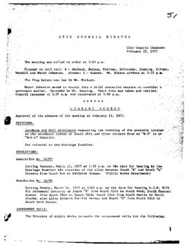 City Council Meeting Minutes, February 22, 1977