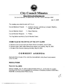 City Council Meeting Minutes, July 12, 2005