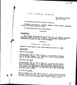City Council Meeting Minutes, April 22, 1980