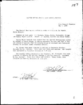 City Council Meeting Minutes, Special, May 2, 1978
