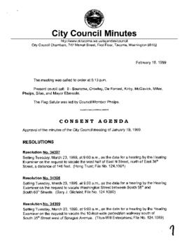 City Council Meeting Minutes, February 16, 1999
