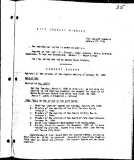 City Council Meeting Minutes, January 29, 1980
