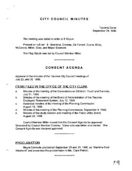 City Council Meeting Minutes, September 24, 1996