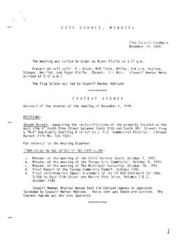City Council Meeting Minutes, November 20, 1990