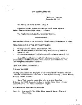 City Council Meeting Minutes, September 21, 1993