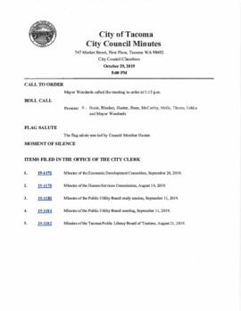 City Council Meeting Minutes, October 29, 2019