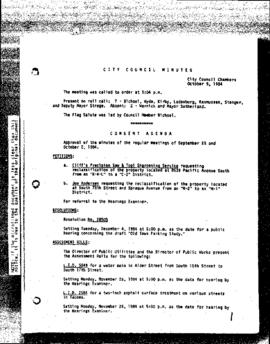 City Council Meeting Minutes, October 9, 1984