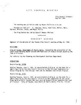 City Council Meeting Minutes, May 19, 1992