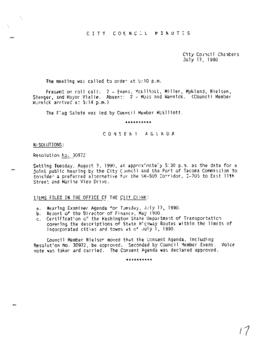 City Council Meeting Minutes, July 17, 1990