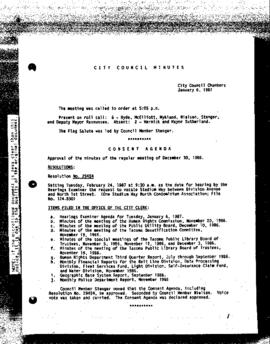 City Council Meeting Minutes, January 6, 1987