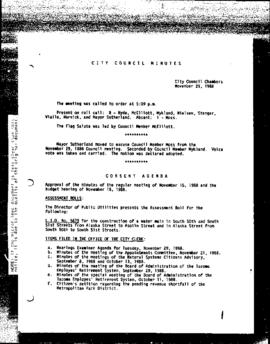 City Council Meeting Minutes, November 29, 1988