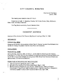 City Council Meeting Minutes, June 4, 1996
