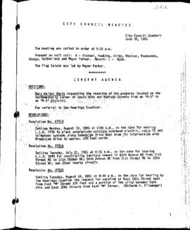 City Council Meeting Minutes, June 30, 1981