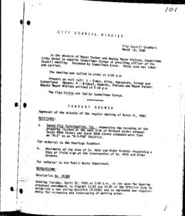 City Council Meeting Minutes, March 18, 1980