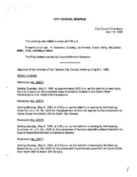 City Council Meeting Minutes, April 18, 1995