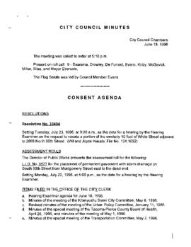 City Council Meeting Minutes, June 18, 1996