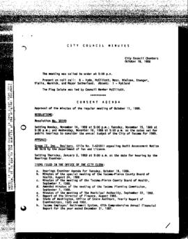 City Council Meeting Minutes, October 18, 1988