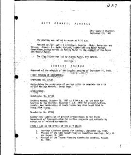 City Council Meeting Minutes, September 22, 1981
