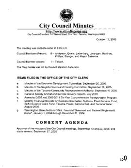 City Council Meeting Minutes, October 11, 2005
