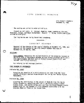 City Council Meeting Minutes, December 6, 1983