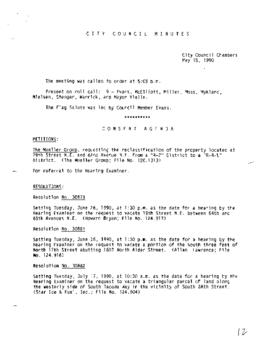 City Council Meeting Minutes, May 15, 1990