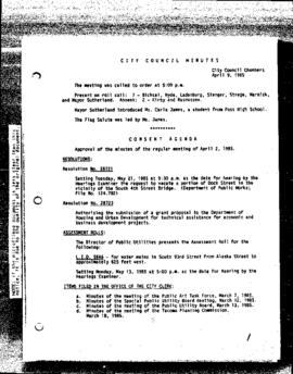 City Council Meeting Minutes, April 9, 1985