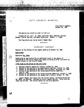 City Council Meeting Minutes, October 25, 1988
