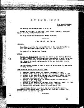 City Council Meeting Minutes, September 17, 1985