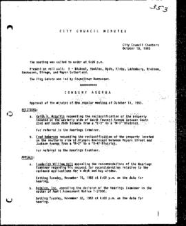 City Council Meeting Minutes, October 18, 1983