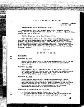 City Council Meeting Minutes, April 16, 1985
