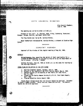 City Council Meeting Minutes, June 4, 1985