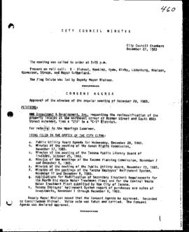 City Council Meeting Minutes, December 27, 1983