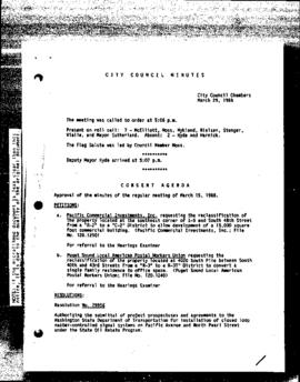 City Council Meeting Minutes, March 29 , 1988