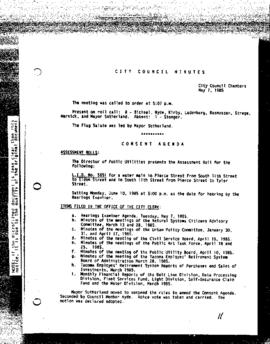 City Council Meeting Minutes, May 7, 1985