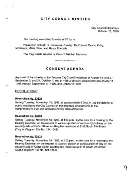 City Council Meeting Minutes, October 15, 1996