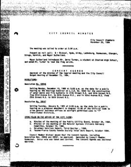 City Council Meeting Minutes, November 20, 1984