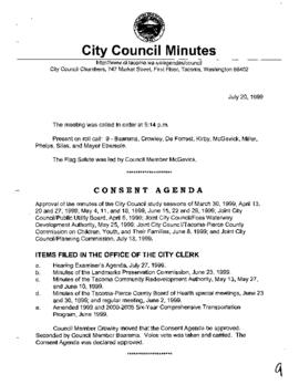 City Council Meeting Minutes, July 20, 1999