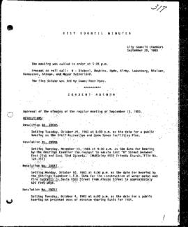 City Council Meeting Minutes, September 20, 1983