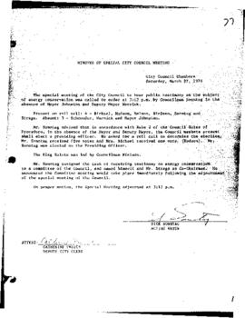 City Council Meeting Minutes, Special, March 27, 1976