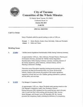 Committee of the Whole Minutes, October 8, 2019