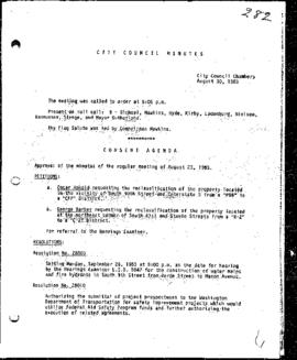 City Council Meeting Minutes, August 30, 1983