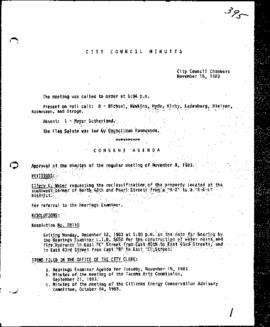 City Council Meeting Minutes, November 15, 1983