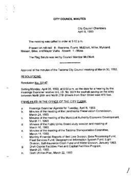City Council Meeting Minutes, April 6, 1993