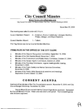 City Council Meeting Minutes, November 30, 2004