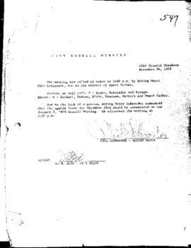 City Council Meeting Minutes, December 26, 1978